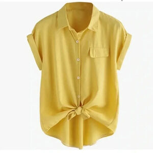Women’s Yellow Casual Collar Button